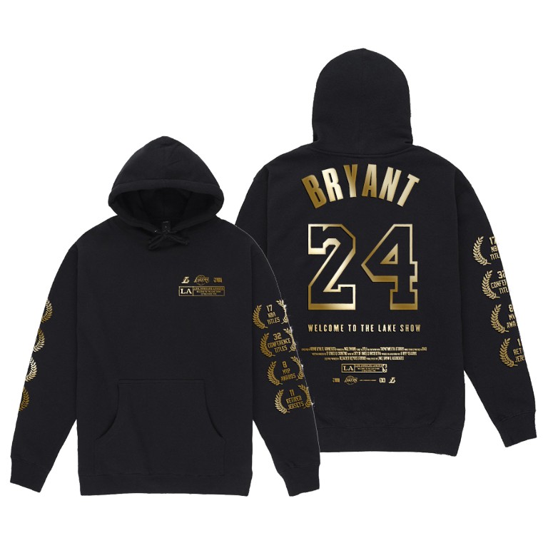 Men's Los Angeles Lakers Kobe Bryant #24 NBA Check The Credits BR Black Basketball Hoodie ZIA6283YV